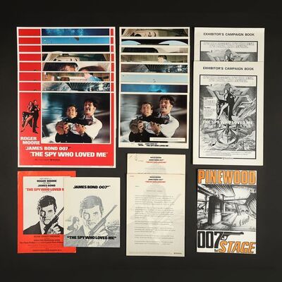 Lot #222 - JAMES BOND: SPY WHO LOVED ME (1977) - Complete Set of Eight US Lobby Cards, Eight British Front of House Cards and Various Press Items, 1977