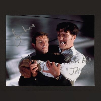 Lot #224 - JAMES BOND: SPY WHO LOVED ME (1977) - Roger Moore and Richard Kiel Autographed Publicity Photograph