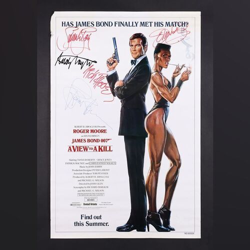 Lot #239 - JAMES BOND: A VIEW TO A KILL (1985) - US One-Sheet Autographed by Duran Duran - Simon Le Bon, Nick Rhodes, Roger Taylor, Andy Taylor., 1985