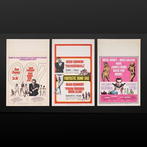 Lot #245 - JAMES BOND: VARIOUS PRODUCTIONS (1962-65) - Carter-Jones Collection: Three US Double-Bill Window Cards, 1965-68 Re-Releases