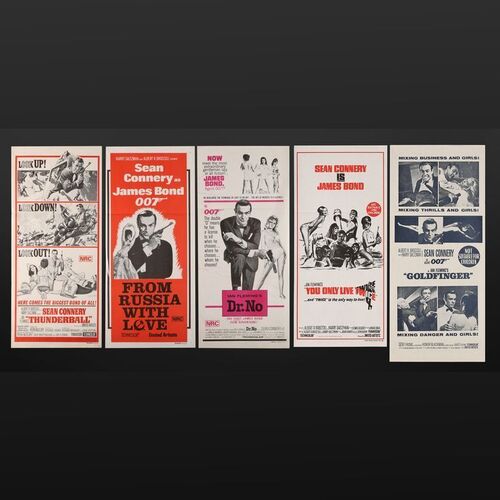 Lot #246 - JAMES BOND: VARIOUS PRODUCTIONS (1962-67) - Five Sean Connery Era Re-Release Australian Daybills, 1960s - 1980s