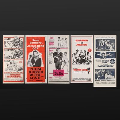 Lot #246 - JAMES BOND: VARIOUS PRODUCTIONS (1962-67) - Five Sean Connery Era Re-Release Australian Daybills, 1960s - 1980s