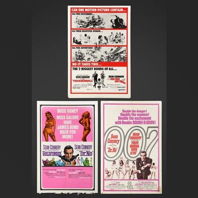 Lot #247 - JAMES BOND: VARIOUS PRODUCTIONS (1962-67) - Three Sean Connery Era US Double-Bill One-Sheets, 1965-1971
