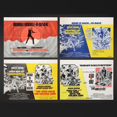 Lot #249 - JAMES BOND: VARIOUS PRODUCTIONS (1973-83) - Four Roger Moore Era UK Double-Bill Quads, 1970s - 1980s