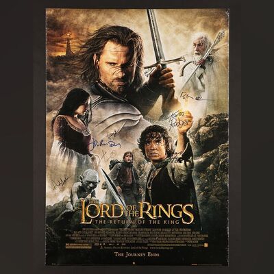 Lot #274 - THE LORD OF THE RINGS: THE RETURN OF THE KING (2003) - Poster Autographed by Andy Serkis, John Rhys Davies, Sean Astin, Karl Urban and Others