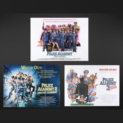 Lot #323 - POLICE ACADEMY 1-3 (1984-1986) - Three UK Quads, 1984-1986