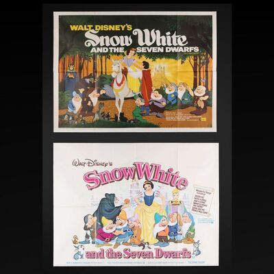 Lot #350 - SNOW WHITE AND THE SEVEN DWARFS (1937) - Two UK Quads, 1970s