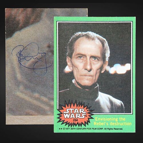 Lot #366 - STAR WARS: A NEW HOPE (1977) - Peter Cushing Autographed Topps Bubblegum Trading Card, 1977