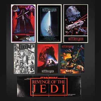 Lot #399 - STAR WARS: RETURN OF THE JEDI (1983) - Five Promotional and Marketing Posters and "Revenge of The Jedi" Advertising Supplement, 1983