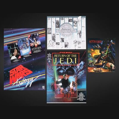 Lot #403 - STAR WARS: ORIGINAL TRILOGY (1977 - 1983) - Four Promotional and Marketing Posters, 1983-1988