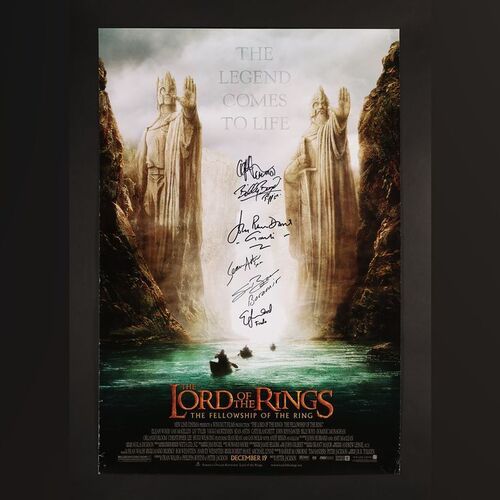 Lot #427 - THE LORD OF THE RINGS: THE FELLOWSHIP OF THE RING (2001) - US One-Sheet Autographed by Elijah Wood, Sean Astin, Billy Boyd, Dominic Monaghan, Sean Bean and John Rhys-Davies