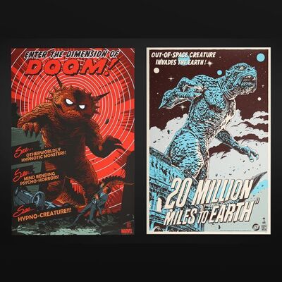 Lot #459 - 20 MILLION MILES TO EARTH (1957) AND HYPNO-CREATURE - Two Hand-Numbered Limited Edition Prints by Francesco Francavilla, 2015, 2022