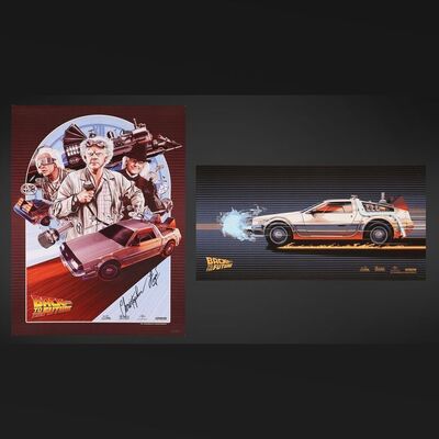 Lot #469 - BACK TO THE FUTURE TRILOGY (1985-1990) - Two Limited Edition Prints by Chris Skinner with One Autographed by Christopher Lloyd, 2017