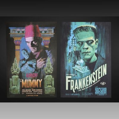 Lot #505 - FRANKENSTEIN (1931), THE MUMMY (1932) - Two Hand-Numbered Limited Edition Regular Prints by Paul Mann, 2021