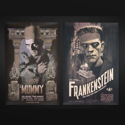 Lot #506 - FRANKENSTEIN (1931), THE MUMMY (1932) - Two Hand-Numbered Limited Edition Variant Prints by Paul Mann, 2021