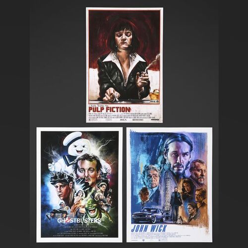 Lot #507 - GHOSTBUSTERS (1984), PULP FICTION (1994) AND JOHN WICK (2014) - Three Signed Hand-Numbered Limited Edition Prints by Robert Bruno, 2013-2021