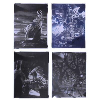 Lot #520 - THE INVISIBLE MAN (1933), THE WOLF MAN (1941), FRANKENSTEIN (1931), BRIDE OF FRANKENSTEIN (1935) - Four Hand-Numbered Limited Edition Foil Prints by Nicolas Delort, 2015