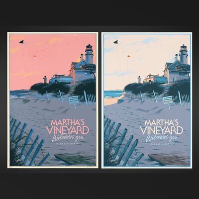 Lot #528 - JAWS (1975) - Two Signed and Hand-Numbered Limited Edition Prints by Laurent Durieux (Sunrise and Sunset), 2020