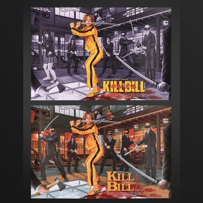 Lot #539 - KILL BILL: VOL 1 (2003) - Matching Hand-Numbered Set of Regular and Variant Limited Edition Private Commission Prints by Oscar Martinez, 2022