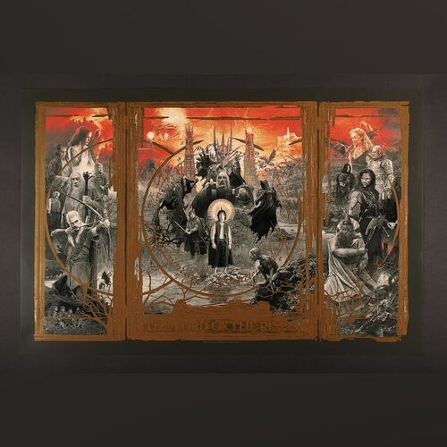 Lot #543 - LORD OF THE RINGS TRILOGY (2001-2003) - Hand-Numbered Gold Foil Variant Limited Edition Print by Grzegorz "Gabz" Domaradzki, 2020