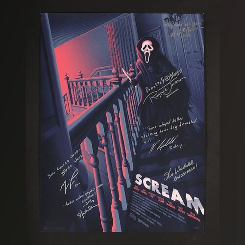 Lot #559 - SCREAM (1996) - Neve Campbell, Matthew Lillard, Skeet Ulrich and Others Autographed and Hand-Numbered Limited Edition Print By Melvin Mago, 2019