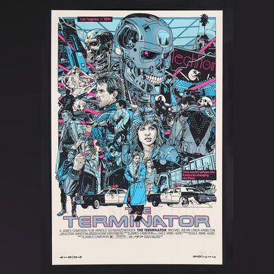 Lot #566 - THE TERMINATOR (1984) - Signed and Hand-Numbered Official StudioCanal Timed Edition Print by Tyler Stout, 2020