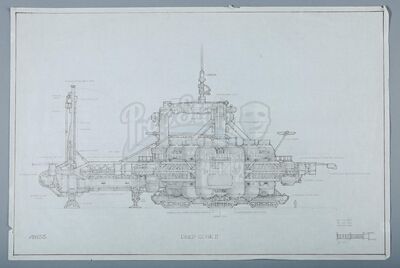 THE ABYSS (1989) - Ron Cobb Hand-Drawn Deep Core Elevation