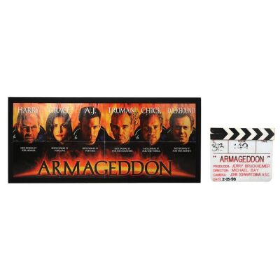 ARMAGEDDON (1998) - Production-Used Clapperboard and Cast Autographed Banner