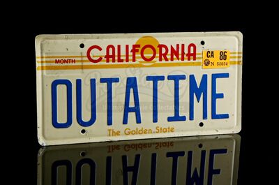 BACK TO THE FUTURE (1985) - "OUTATIME" DeLorean Licence Plate