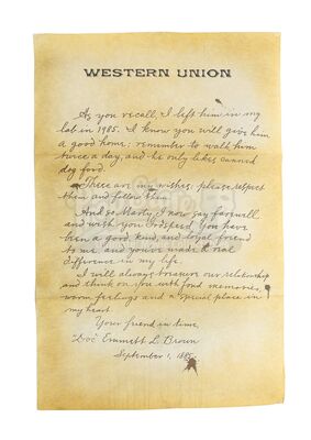 BACK TO THE FUTURE PART II (1989) - Marty McFly's (Michael J. Fox) Oversized Western Union Letter