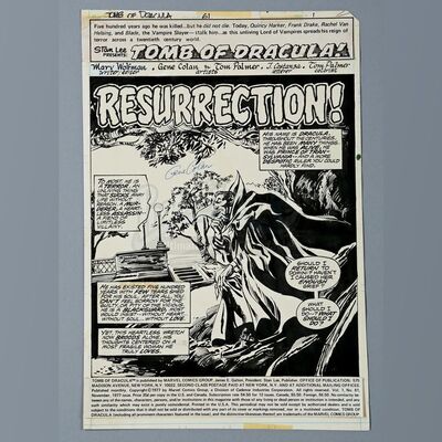 DRACULA / TOMB OF DRACULA (1977) - Gene Colan and Tom Palmer Hand-Drawn Page One Title Splash Artwork