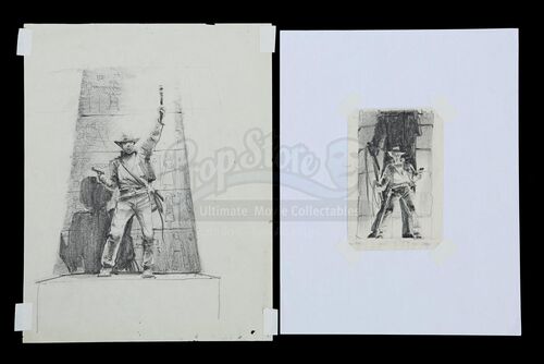 INDIANA JONES AND THE RAIDERS OF THE LOST ARK (1981) - Nilo Rodis-Jamero Hand-Drawn Logo Concept Sketches