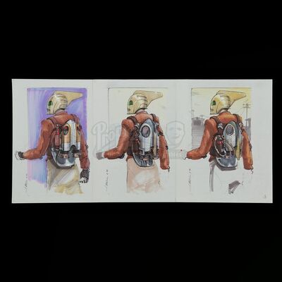 THE ROCKETEER (1991) - John Bell Hand-Coloured and Modified Rocketeer Concept Artwork