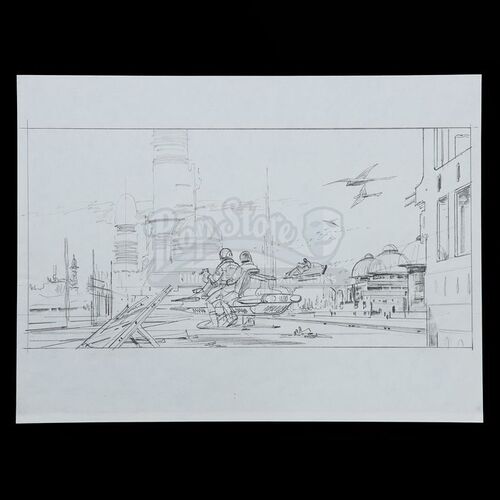 STAR WARS: THE COMPLETE SAGA - 
Ralph McQuarrie Hand-Drawn Illustration - Bespin Floating City Ruins