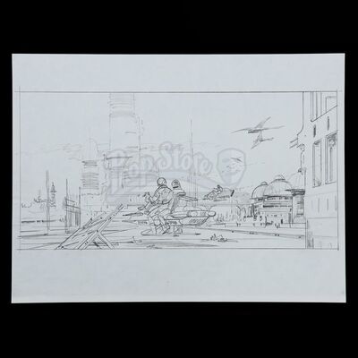 STAR WARS: THE COMPLETE SAGA - 
Ralph McQuarrie Hand-Drawn Illustration - Bespin Floating City Ruins