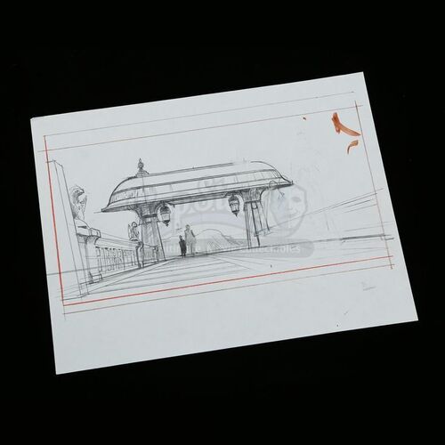 STAR WARS: THE COMPLETE SAGA - Ralph McQuarrie Hand-Drawn Illustration - Jabba's Palace Gate Concept Sketch