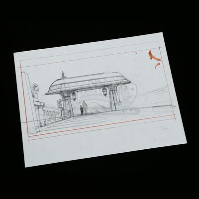 STAR WARS: THE COMPLETE SAGA - Ralph McQuarrie Hand-Drawn Illustration - Jabba's Palace Gate Concept Sketch