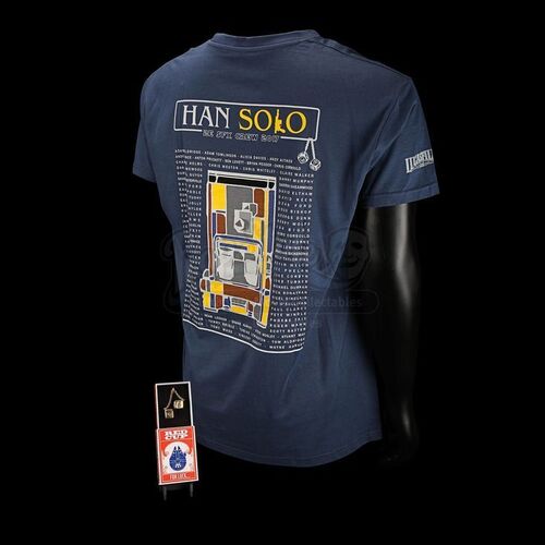 STAR WARS: SOLO: A STAR WARS STORY (2018) - Gold-Plated Han Solo Millennium Falcon Lucky Dice Crew Gift and T-Shirt