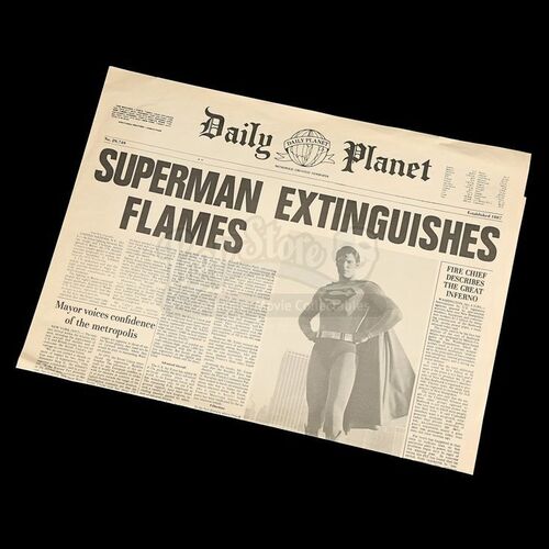 SUPERMAN III (1983) - "Superman Extinguishes Flames" Daily Planet Newspaper