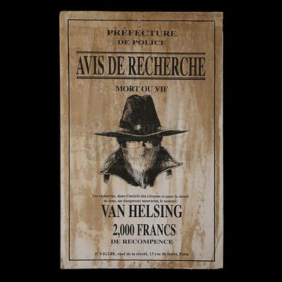 VAN HELSING (2004) - Van Helsing (Hugh Jackman) Wanted Poster