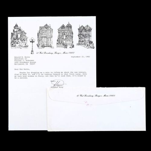 Lot # 13: ACKERMAN COLLECTION, THE - Stephen King-Signed Letter with Envelope