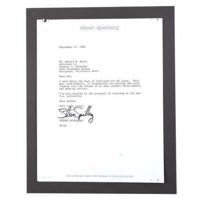 Lot # 14: ACKERMAN COLLECTION, THE - Steven Spielberg-Signed Letter