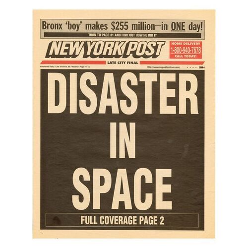 Lot # 47: ARMAGEDDON (1998) - "Disaster in Space" New York Post Newspaper Cover
