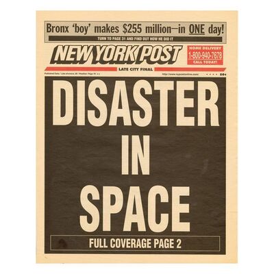 Lot # 47: ARMAGEDDON (1998) - "Disaster in Space" New York Post Newspaper Cover