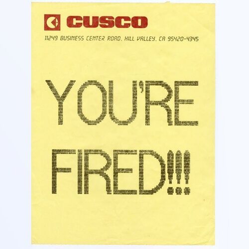 Lot # 58: BACK TO THE FUTURE PART II (1989) - Marty McFly's (Michael J. Fox) Termination Fax