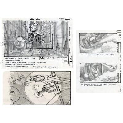 Lot # 71: BATMAN (1989) - Set Of Three Hand-Drawn Storyboard Pages