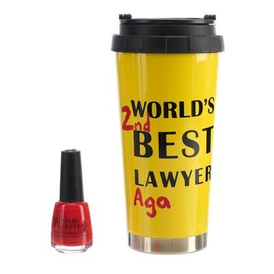 Lot # 85: BETTER CALL SAUL (T.V. SERIES, 2015 - 2022) - Jimmy McGill's (as played by Bob Odenkirk) "World's 2nd Best Lawyer Aga" Beverage Container with Nail Polish
