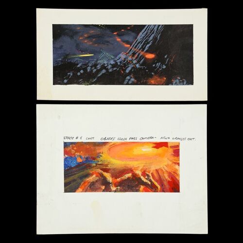 Lot # 174: CLOSE ENCOUNTERS OF THE THIRD KIND (1977) - Pair of Hand-Painted Visual Effects Concept Illustrations