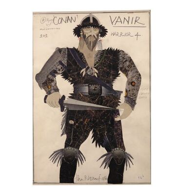 Lot # 183: CONAN THE BARBARIAN (1982) - Original John Bloomfield-Signed Vanir Warrior Costume Illustration