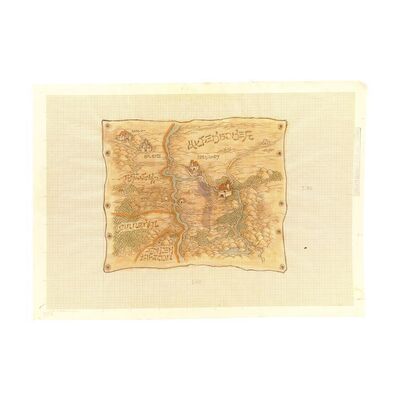 Lot # 185: CONAN THE BARBARIAN (1982) - Hand-Drawn Ron Cobb Hyborian Map Concept Illustration